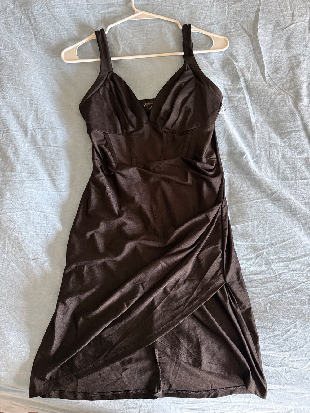 Sleek Chocolate-Brown Midi Wrap Dress